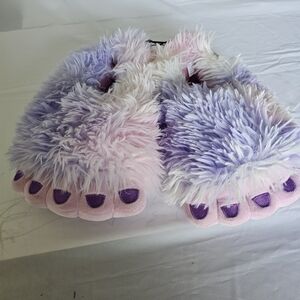 Wonder Nation Pink and Purple Furry Kids Slippers